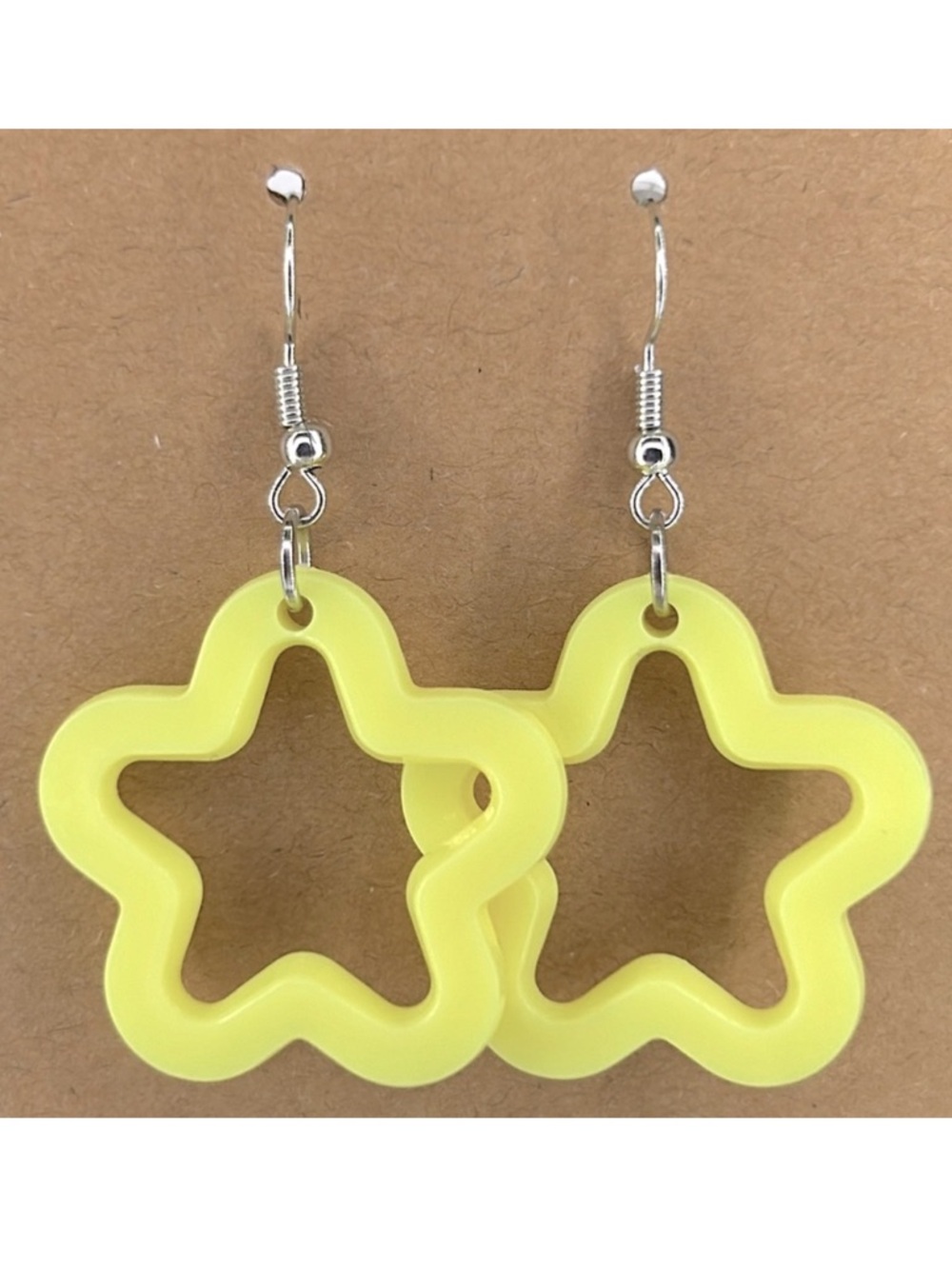 Yellow Star Dangle Earrings Acrylic Fashion Jewelry